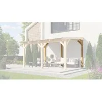Terrassendach WEKA "Terrassenüberdachung" in Beige - Außenanbau, freistehende Montage ohne Wandbefestigung – ideal für individuelle Terrassenlösungen aus hochwertigem Leimholz.