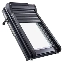 Roto Außenrollladen Designo ZRO S R6R8 Solar Funk 114x118 cm - Zubehör für Fenster mit optimalem Sonnen- und Hitzeschutz, einfacher Einbau ohne Kabelverlegung und 1-Kanal Funk-Wandsender für bequeme Bedienung.