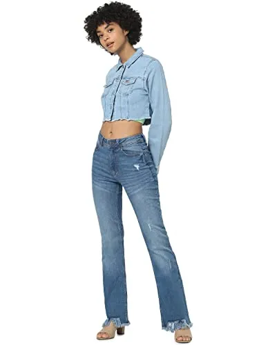 ONLY Onlwonder Ls Cropped DNM Jacket Gua Noos - Stylische Funktionsjacke - Funktionsjacke mit regulärer Passform und weicher Haptik, ideal für vielseitige Everyday Looks.