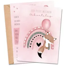 MeinBaby123® Einladungskarten Kindergeburtstag inkl. 10 Umschläge, Kindergeburtstag Jungs und Mädchen, Geburtstagseinladungen Kinder rosa