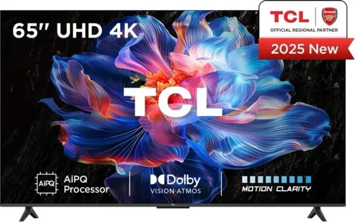 TCL 65V6C 65 Zoll 4K HDR Smart TV - Fernseher mit Dolby Audio und Motion Clarity, ideal für Gamer dank HDMI 2.1 und geringer Latenz für ein reaktionsschnelles Spielerlebnis.