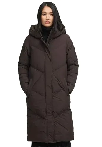 MARIKOO Damen Wintermantel N101 - Gesteppt, Abnehmbare Kapuze, Größe XXL - Choco - Hochwertiger Damen Wintermantel aus robustem Polyester mit wärmendem Innenfutter. Abnehmbare Kapuze und verdeckte Druckknopfleiste bieten effektiven Wetterschutz. Figurfreundliche Passform und praktische Taschen machen ihn zum idealen Alltagsbegleiter.