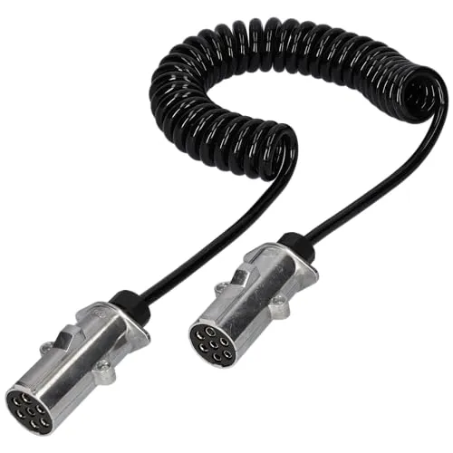 SAMETRUCK Elektrowendel 7 Polig 24V Spiralkabel 3,8m Typ N Kabel Anhänger Auflieger LKW