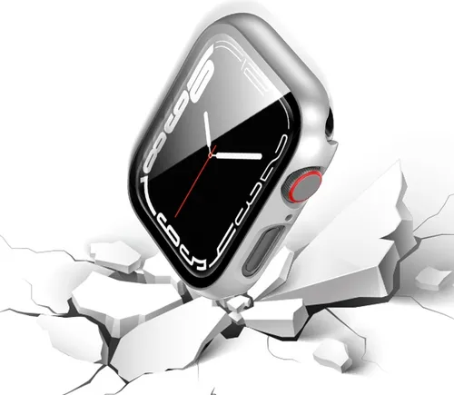 Für Apple Watch 9 8 7 41mm 2 in 1 Schock TPU Silikon Hülle + Hart Glas