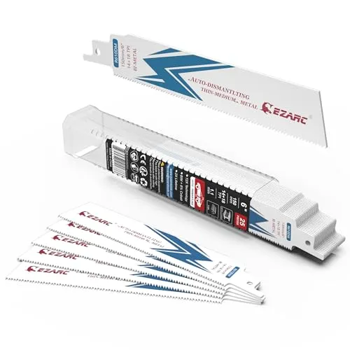 EZARC 25tlg Säbelsägeblätter 150mm Bi-Metall Sägeblätter Säbelsäge, 14+18TPI für Metall zum Stahlschneiden, Zubehör für Säbelsäge