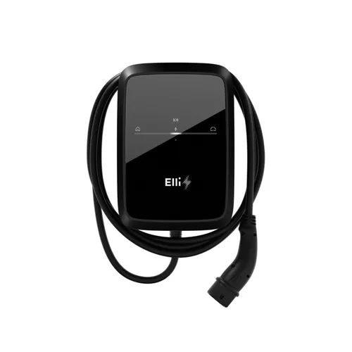 Elli Charger Connect 2 – 11 kW mit 4,5m Typ-2 Kabel - Schwarzer Aufladegerät für Fahrzeugbatterien mit 11 kW Ladeleistung, WLAN/LAN und RFID, ideal für effizientes Laden und einfache Handhabung.