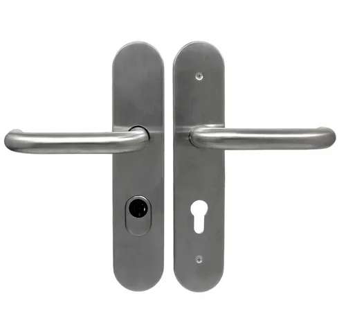 Edelstahl Wohnungstür Schutzbeschlag 1586 U-Form WE-72mm ES1 Dr/Dr - Robuster Edelstahl-Schutzbeschlag für Wohneingangstüren, beidseitig Drücker-Drücker, einfache Montage, perfekte Passform für Türdicken von 35-47 mm.