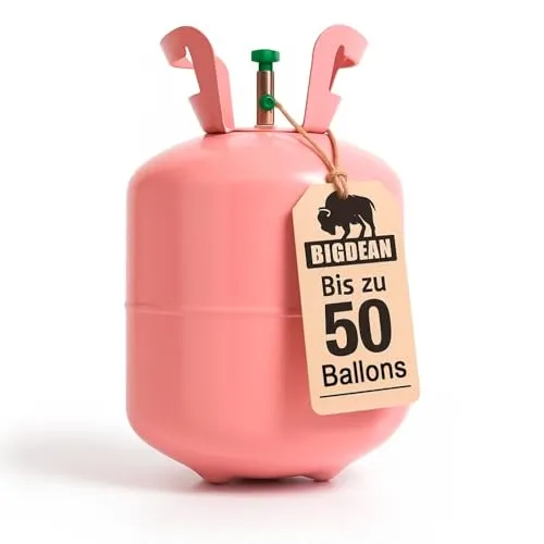 Ballongas Helium Gasflasche XXL für 50 Ballons - Ideal für spontane Feiern: Die sofort einsatzbereite Helium Gasflasche ermöglicht einfaches Befüllen von Ballons. Sicher und geprüft, sorgt sie für unvergessliche Momente und leuchtende Kinderaugen.