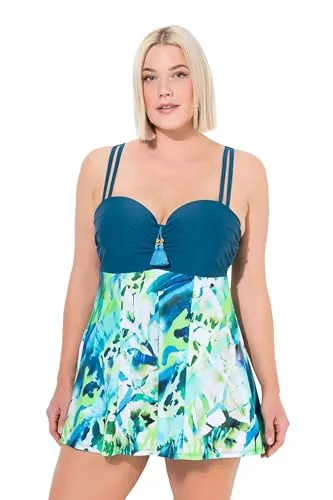 Ulla Popken Damen Badekleid Lolita in Helles Karibikgrün, Größe 46 EU - Badeanzüge für Damen, stylisches Badekleid mit trendigem Design und optimalem Tragekomfort für den perfekten Strandauftritt.
