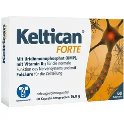Keltican forte Kapseln für die Nervenregeneration - Arzneimittel zur Unterstützung der Nervenregeneration mit Uridinmonophosphat, Vitamin B12 und Folsäure – ideal bei Neuralgien und Polyneuropathien.