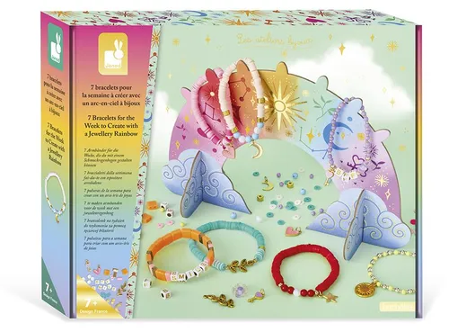 Bastel-Schmuckset: 7 individuelle Armbänder für jeden Tag - DIY-Armbandset für 7 Tage – Kreatives Basteln für Kinder ab 7 Jahren mit bunten Perlen und Anhängern für einzigartige Schmuckstücke.