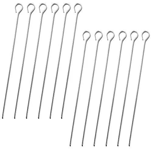 HAC24 12er Set BBQ-Spieße 28cm Edelstahl Grillspieße Schaschlikspieße Fleischspieße Gemüsespieße Grill Spieß Schaschlik Universalspieß