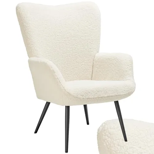 tectake Skandinavischer Stil Ohrensessel - Teddy Sessel Hygge, belastbar bis 150 kg und ideal für Wohnzimmer oder Schlafzimmer