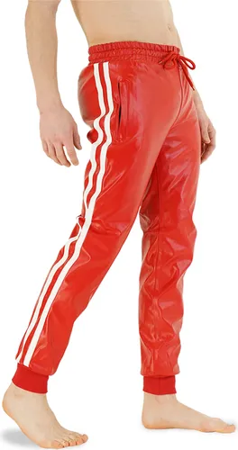 Bockle® Boyjog RED Kunstleder Joggers 4XL - Stylische Bockle® Jogginghose aus Kunstleder in 4XL. Sie überzeugt mit ihrem glänzenden Material und ist der perfekte Blickfang für trendbewusste Looks.