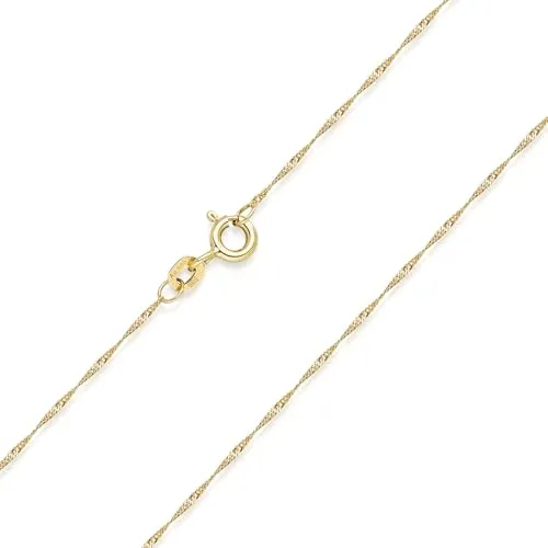 Materia Halskette 585 Gold - Elegante Singapurkette für Damen - Ketten für Damen: Feine 50cm lange Singapurkette aus 585 Gold, diamantiert für zusätzlichen Glitzereffekt. Perfekt als Geschenk in hochwertiger Schmuckschachtel.