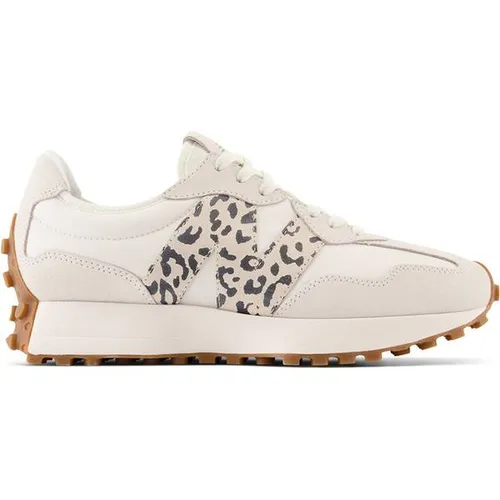 New Balance WS327PJ Damen Sneakers - Beige Leder-Sneakers für Damen, atmungsaktiv und ideal für Freizeitaktivitäten wie Schule und Wandern.