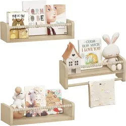 Woltu Kinderregal 3-tlg. – Bücherregal aus Massivholz - Regale für Kinder, modernes Design, bietet erweiterten Stauraum mit Fallschutz und ist ideal für eine sichere und organisierte Kinderecke.