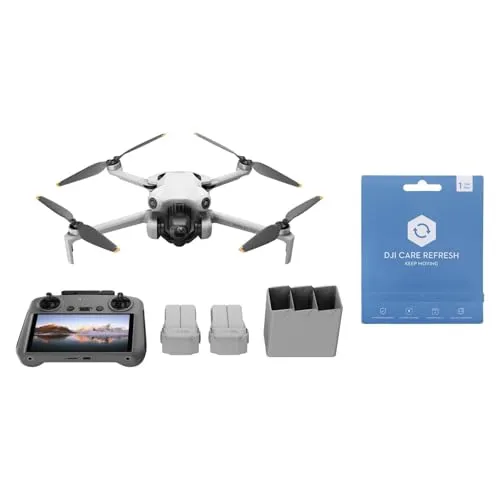 DJI Mini 4 Pro Fly More Combo mit DJI RC 2 - Drohne unter 249g mit 4K-Kamera, 34 Minuten Flugzeit und Care Refresh Schutzpaket – Fliegen ohne Drohnenführerschein und beeindruckende Luftaufnahmen genießen.