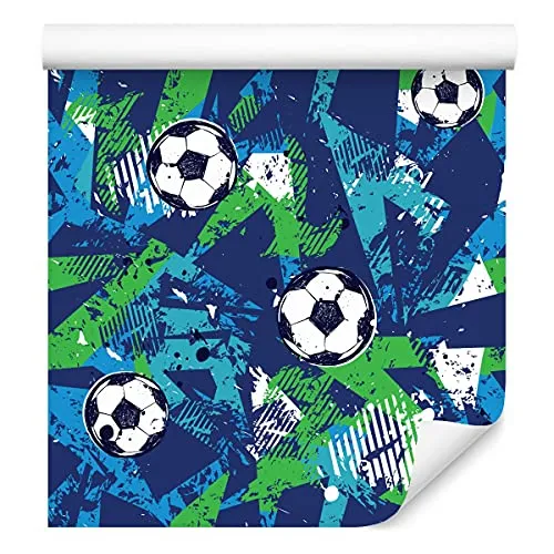 Muralo Vlies Tapete 10m Tapeten Rollen Jugend Bunte Abstraktion FUßBALL Vliestapete 1000 x 53cm Wand Tapete Wohnzimmer Schlafzimmer Moderne Wanddeko Wand Dekoration