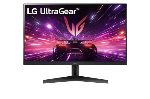 LG UltraGear 24GS60F-B Gaming Monitor - Gaming Monitor mit 180 Hz Bildwiederholrate und 1 ms Reaktionszeit für flüssige Spieleerlebnisse. Das nahezu rahmenlose Design sorgt für ein fesselndes Spielerlebnis.