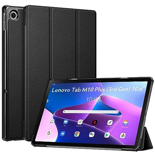 Fintie Hülle für 10.6 Zoll Lenovo Tab M10 Plus 3rd Gen Tablet 2022 (Nicht für 10.1 Zoll Lenovo Tab M10), Ultradünne Schutzhülle mit Auto Schlaf/Wach, Schwarz