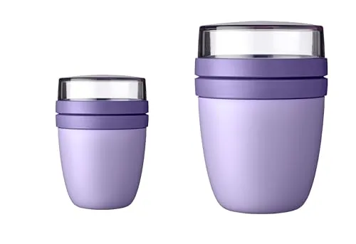 Mepal - Lunchpot Ellipse Duo Pack – Vivid Lilac – Mini + Large – praktischer Müslibecher, Joghurtbecher, To go Becher – Geeignet für Tiefkühler, Mikrowelle und Spülmaschine