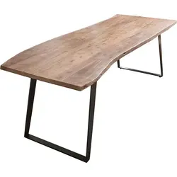 Esstisch Baumkante Akazie HOBART 240 x 100 cm mit schwarzem U-Gestell - Tisch aus Akazie mit einzigartiger Baumkante, perfekt für stilvolle Essbereiche. Maße: 240x100 cm, stabil und modern mit schwarzem U-Gestell.