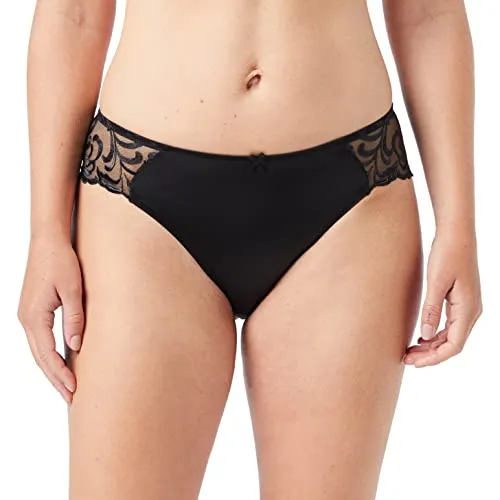 Triumph Damen Modern Finesse Tai Briefs Schwarz, Größe 40 - Funktionsunterwäsche mit hüftigem Schnitt und breiten, seitlichen Spitzen-Einsätzen für einen eleganten Look ohne Abzeichnungen.
