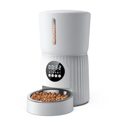 Faroro 4L Futterautomat für Katzen – Portionskontrolle und Sprachnachricht - Der Faroro Futterautomat mit 4L Fassungsvermögen ermöglicht bis zu 6 individuelle Mahlzeiten pro Tag. Ideal für Katzen und kleine Hunde, sorgt er für pünktliche Fütterung und verhindert hastiges Fressen.