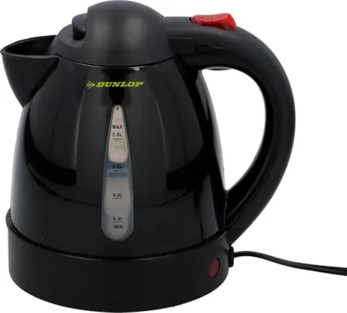 Dunlop Wasserkocher 0,8 L Auto Kocher - 12V Teekocher für unterwegs, ideal für Camping und Reisen. Mit Überhitzungsschutz und hitzefestem Griff, perfekt für heiße Getränke im Auto.