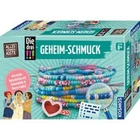 KOSMOS 605698 Die DREI !!! Geheim-Schmuck - Schmuckbastelset für Kinder ab 8 Jahren, mit dem kreative Freundschaftsbänder und Ketten mit Geheimbotschaften hergestellt werden können. Perfekt für kleine Detektivinnen!