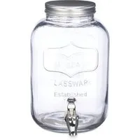Relaxdays Getränkespender Glas Transparent mit Zapfhahn 5 L 28 cm x 15 cm x 16 cm 1,3 kg