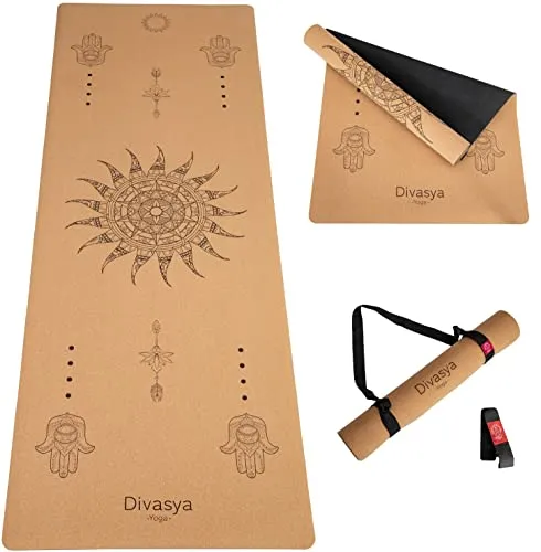 DIVASYA Premium Yogamatte Kork – Rutschfest & Nachhaltig | 183x66cm | Inkl. Tragegurt - Entdecken Sie die DIVASYA Yogamatte aus natürlichem Kork und Kautschuk. Rutschfeste Oberfläche und hohe Dämpfung bieten Stabilität und Komfort bei jeder Yoga-Übung. Ideal für alle, die Wert auf Nachhaltigkeit legen.