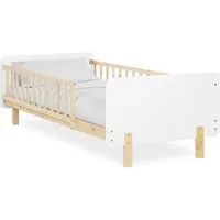 Homestyle4u Holzbett Kinderbett 90x200 mit Rausfallschutz - Stabiles Einzelbett aus Kiefernholz, ideal für Kinder mit hohem Rausfallschutz. Inklusive Lattenrost, perfekt für sicheres Schlafen.