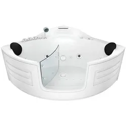 AcquaVapore Whirlpool Pool Badewanne W70H 150x150cm - Eckwanne mit Tür, passivem Schlauch-Reinigungssystem und leistungsstarken Pumpen. Ideal für Entspannung zu zweit, anschlussfertig und aus hochwertigem, kratzfestem Acryl.