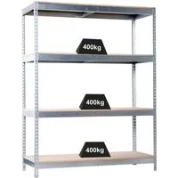 PROREGAL® Schwerlastregal Wood Yeti Four 200x120x45cm - Hochwertiges Schwerlastregal mit 4 verstellbaren Holzböden, 400kg Traglast pro Ebene, ideal für Werkstatt und Lager. Einfache Montage und hohe Stabilität für industrielle Anwendungen.