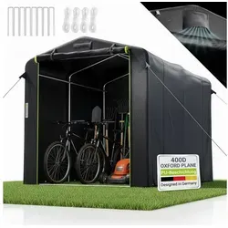 Juskys® Gerätezelt M, 220x160x175 cm - Wetterfester Schutz für Fahrräder & Gartengeräte - Das Juskys Gerätezelt in Anthrazit bietet stabilen Schutz für Fahrräder und Gartengeräte. Mit robustem Metallrahmen, wasserdichter Plane und einfachem, werkzeuglosem Aufbau ist es perfekt für den Einsatz im Freien.