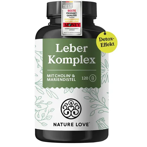 Leber Komplex 120 Kapseln von Nature Love - Nahrungsergänzungsmittel zur Unterstützung der Leberfunktion, rezeptfrei erhältlich und ideal für eine gesunde Lebensweise.