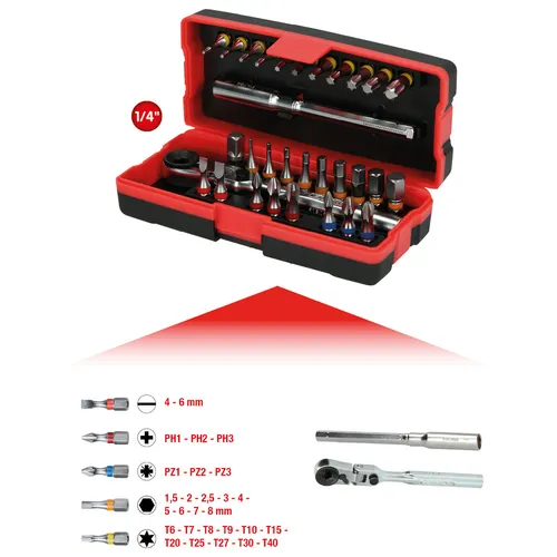 KS TOOLS 1/4" CLASSIC Bit-Satz, 31-tlg. Gelenk knarre , Problemlöser 