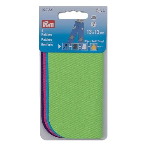 Prym 929221 Patches Köper, Reparaturpatch, 13 x 13 cm, grün, türkis, pink, violett