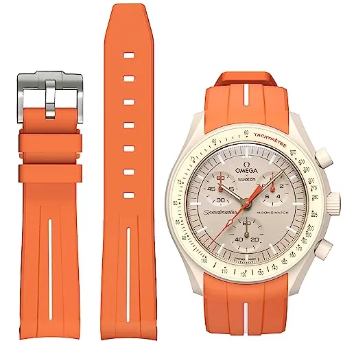 BONACE Armband für Moonswatch Swatch Watchband,Keine Lücke Silikon Ersatzband Armband für Omega X Swatch Moonswatch Speedmaster Männer Frauen Armband zubehör