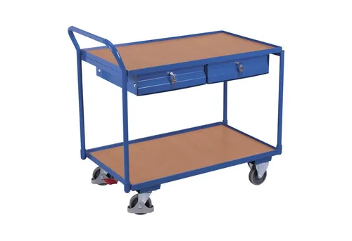 Robuster Tischwagen 250 kg mit Schubladen - Transportgeräte & Rampen - Stabiler Tischwagen mit 2 abschließbaren Schubladen und EasyStop Bremssystem, ideal für die sichere Aufbewahrung und den einfachen Transport von schweren Lasten.