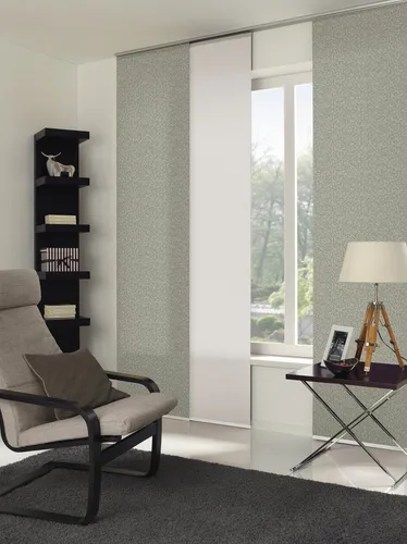GARDINIA Flächenvorhang Zen Silence, Schiebegardine - Eleganter Schiebevorhang in Grün mit einzigartigem Reiskörner-Design, aus 100% Öko-Tex zertifiziertem Polyester, ideal für Sichtschutz und Dekoration.