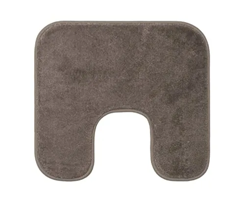 Gözze - Premium Rutschfester Badteppich mit Ausschnitt, RIO, 100% Microfaser, Ideal als WC-Vorlage für Standtoilette, 50 x 45 cm - Taupe