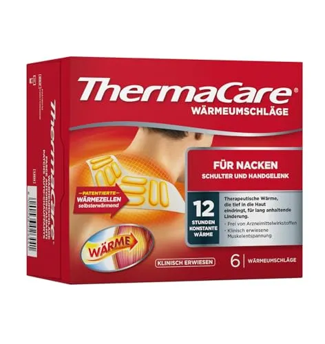 ThermaCare Nacken Wärmepflaster, 6 Stück - Effektive Wärmepflaster für Nacken, Schulter und Handgelenk zur Linderung von Nackenschmerzen – Originalware von Angelini Pharma Deutschland.