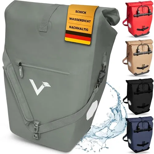 Valkental® Große & wasserdichte Gepäckträgertasche [28L] - Fahrradtasche mit 100% wasserdichtem TPU-Material, abschließbarer Befestigung und praktischen Innenfächern für optimalen Stauraum.
