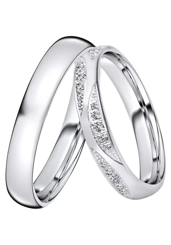 DOOSTI Trauring Ehering Silber 925 mit Zirkonia oder ohne - Trauringe aus Silber 925, wahlweise mit funkelnden Zirkonia oder schlicht, ideal für den besonderen Moment der Liebe. Inkl. Etui für die perfekte Präsentation.