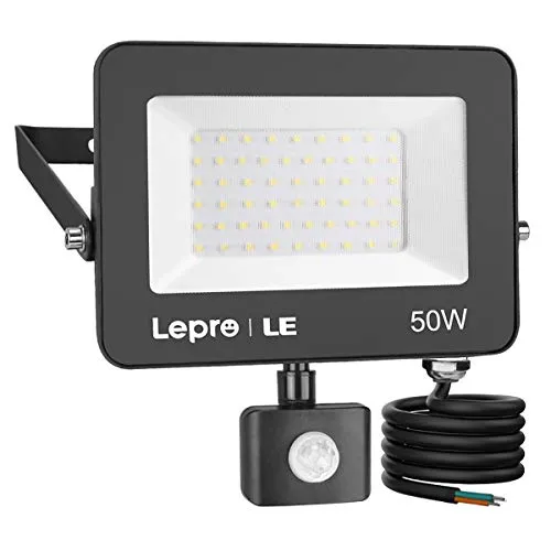 Lepro 50W LED Strahler mit Bewegungsmelder Außen, 4200LM Außenstrahler 5000K Kaltweiß Superhell Scheinwerfer, IP65 Wasserdicht Fluter, Ideale Aussenleuchte für Garten, Innenhöfe, Garage, Haus, Hotel