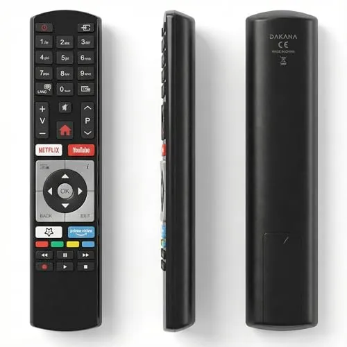 Dakana Ersatz Fernbedienung für Telefunken RC4318P / RC4318 Finlux Vestel Edenwood 4K Ultra HD mit YouTube Netflix Tasten Fernseher Receiver TV Remote Control vorkonfiguriert und sofort einsatzbereit