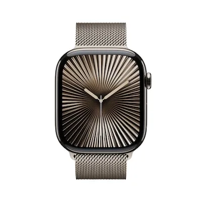 Apple Watch Series 10 Titan Natur 46mm (GPS + Cellular) - Smartwatch mit GPS + Cellular, elegantes Titan-Gehäuse und Milanaise Armband, ideal für Fitness und Kommunikation.